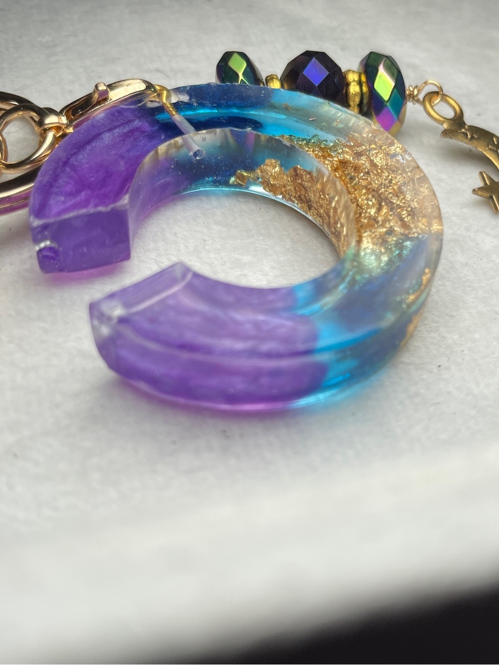 Custom Made Purple And Blue Letter C Keychain - Picture 8 of 11